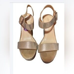 Andre Assous Metallic Gold Embellished Slingback Sandals